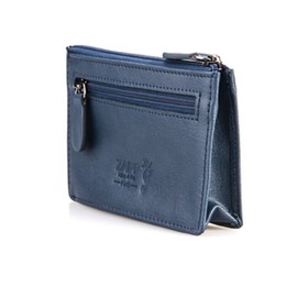 ZAPP Filante Zip Wallet with Integrated Key Ring Made of Genuine Leather (Colour: Blue), blue