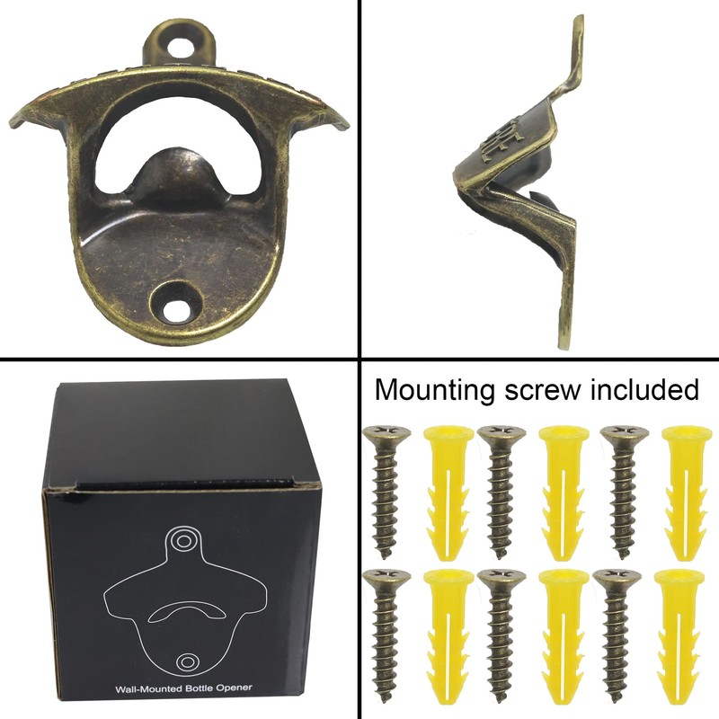 Jumiok 6 PCS Antique Wall Mounted Magnetic Beer Bottle Opener