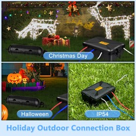 Extension Cord Cover Outdoor, NineLeaf Waterproof Electrical Connection Box IP54, Plug Cover for 12/14/16/18 Gauge Cords, Outdoor Plug Protector for Christmas Lights, Garden Tools,Black,6PK