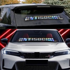 Antisocial Decal Sticker Windshield Banner for Front or Back Car Truck or SUV JDM KDM Domestic Import Boost Diesel Style #C (36" Length)