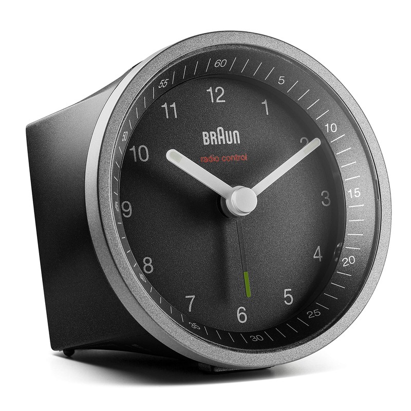 Braun Radio-Controlled Alarm Clock, Plastic, Black/Silver, Normal