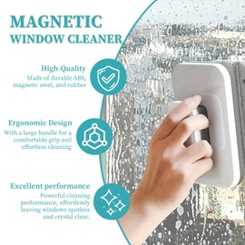 Windshield Wow Magnetic Car Window Cleaner, Strong Magnet Window Cleaner Tool with Anti-Fall Rope, Double Sided Window Cleaner for Thickness 3-10mm, Magnetic Glass Cleaner for High-Rises, Home, Car