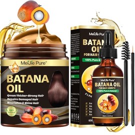 Aceite de Batana para el Crecimiento del Cabello – Set de 4 Piezas: Aceite de Batana Crudo, Pasta de Mascarilla Capilar, Aplicador de Pestañas y Cepillo de Cejas, Tratamiento para el Crecimiento del