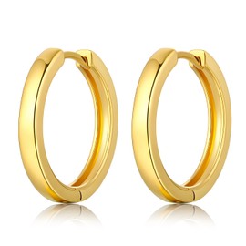 Miaofu Hoop Earrings Gold for Women Small Hoop Earrings Small Sleeper Hoops Huggie Hinged Earrings (16/18/21/25 mm), Sterling Silver