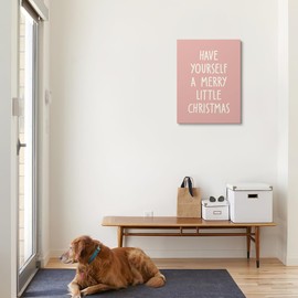 XWELLDAN Pink Christmas Wall Art Decor, Have Yourself a Merry Little Christmas Sign Wall Art Canvas Decorations, Pink Christmas Decor Decorations, 11x14 Inches, Framed