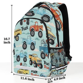 OSAM SPACE Cartoon Truck Mini Backpack Women Men Lightweight Carry On Travel Backpack Cute Small Backpacks for Hiking Gym