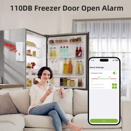 Freezer Door Alarm with 110DB Loud Beep, Bluetooth Temperature Thermometer, App Monitor, Max Min Temperature Settings, for Refrigerator, Fish Tank, Deep Freezer, Cold Chain(MOCREO Hub Not Included)
