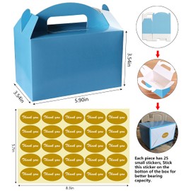 YUYNLEP 24 Packs Light Blue Treat Boxes Party Favor Boxes Goodie Boxes Gable Boxes Paper Gift Box for Birthday Party 5.9 x 3.5 x 3.5 Inches