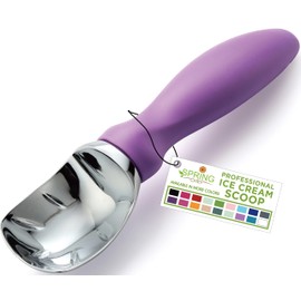 Spring Chef Ice Cream Scoop with Comfortable Handle, Professional Heavy Duty Sturdy Scooper, Premium Kitchen Tool for Cookie Dough, Gelato, Sorbet, Orchid
