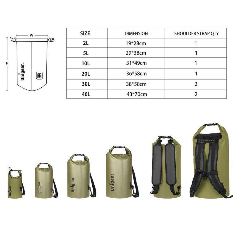 Unigear Waterproof Bag Waterproof Bag for Hiking, Kayaking, Fishing, Rafting,
