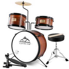 EASTROCK Kids Drum Set, 3 Piece 14'' Junior Drum sets for Drummer,Beginner, Drum Set with Adjustable Throne,Cymbal,Pedal,Drumsticks(Wood)