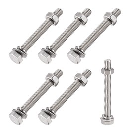 METALLIXITY Hex Head Screw Bolt Nut Flat Lock Washer Kit (M6x55mm) 6 Sets 304 Stainless Steel Assortment Kit for Appliances