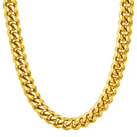 Men's Necklace Cuban Curb Chain 10MM 28 Inch Hip Hop Golden Chains