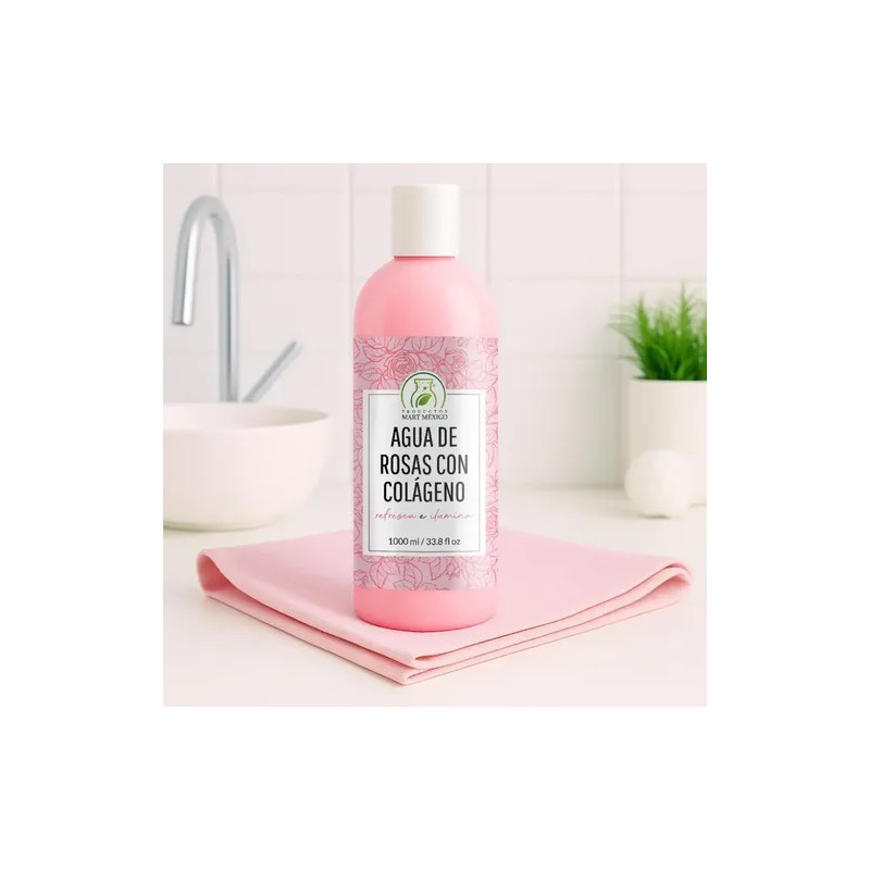 Tónico Agua de Rosas Productos Mart Mexico 1L Colágeno Hidratante