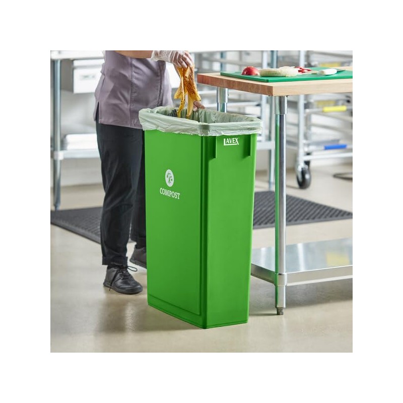 Slim Rectangular Compost Bin, 23 Gallon, Lime Green, 20W x