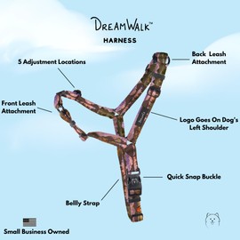 ShawnCo Dream Walk No-Pull Dog Harness- Adjustable, Comfortable, Easy to Use Pet Halter to Help Stop Pulling for Small, Medium and Large Dogs- Art Pattern Designs (Montana Daydream, L)