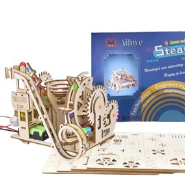 AIJUYE 3D 3D Puzzle, Wooden Puzzle, Toy, Wooden Puzzle, Electric Gear, Laser, Assembly Kit, For Children and Adults, Educational Toys, Assembly Machine, No Glue Tools Required, Great Gift