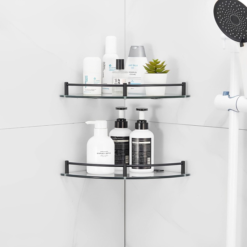 Glass Shower Corner Shelves 2 Pack - Floating Bathroom Shelves