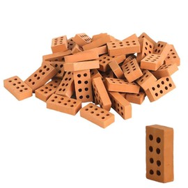 Mini Simulation Ziegel, Mini Rote Scale Ziegel Bauset, 8 Loche Ziegelrot, Miniatur Ziegelsteine, Winzige Ziegelsteine Modell Ziegelbau, für DIY Bauen Puppenhaus Fairy Garten Dekoration, 50 Stück