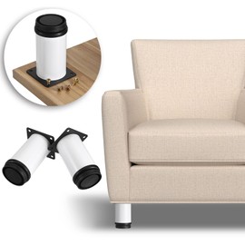 OwnMy 4PCS 4 Inch Stainless Steel Furniture Legs Furniture Feet Risers Small Metal Desk Leg Sofa Legs, Adjustable White Metal Furniture Replacement Legs Round Cabinet Legs Chair Table Leg Extenders
