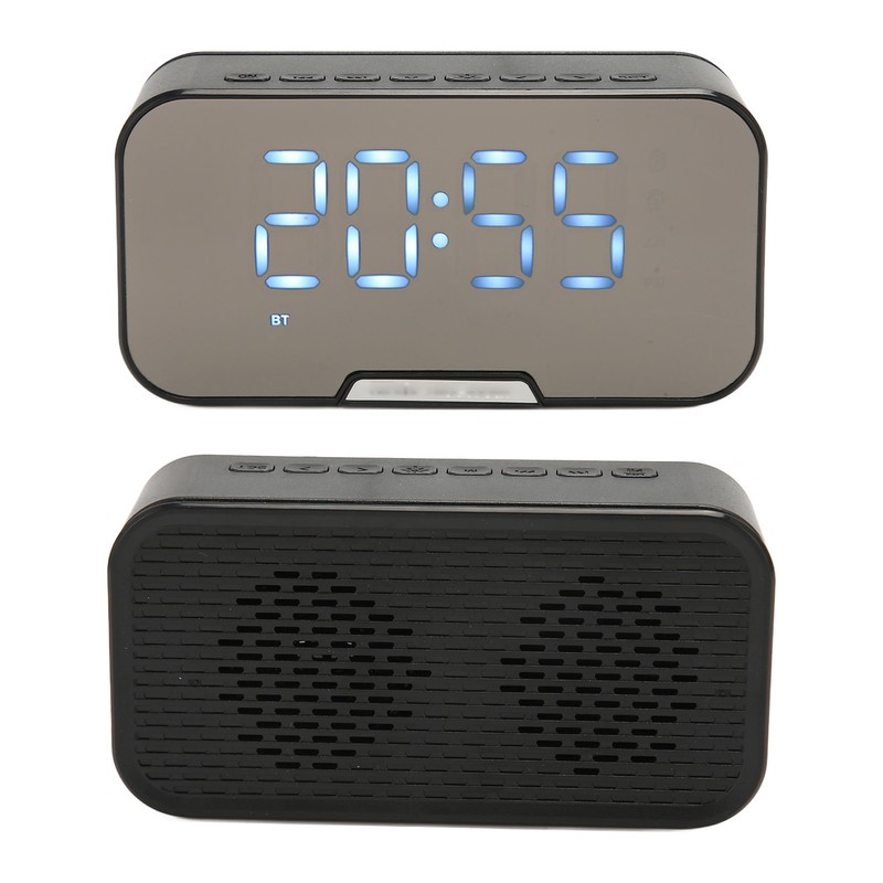 Bluetooth Speaker with Digital Alarm Clock Temperature Display Voice Announcement