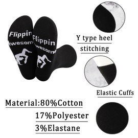 JXGZSO Gymnastics Socks - Flippin Awesome Gymnast Coach Gift - Team Socks, Black-flippin Awesome, Medium-Large