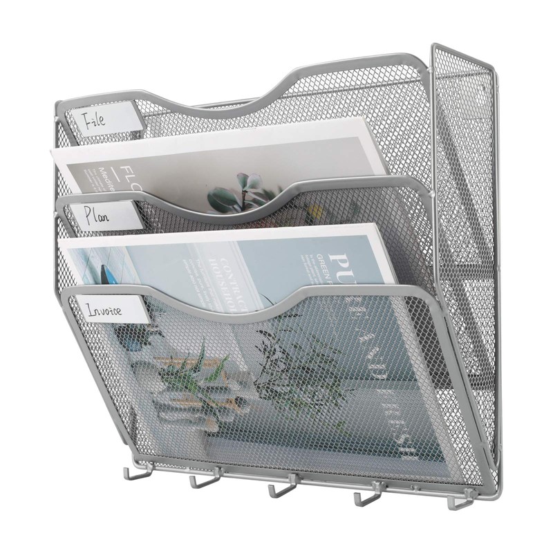 EasyPAG Wall Mounted File Organizer 3 Pocket Vertical Hanging File