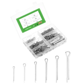 sourcing map 615Pcs 6 Sizes Zinc-Plated Carbon Steel Cotter Pin Split Pin Assortment Kit, Split Cotter Fastener Clips for Household Appliances, Sports Equipment, Car Mechanics Repair (White)