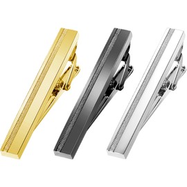 Tie Clip for Men Black, 2 Inch Tie Bar Tie Pins and Clips for Regular Tie, Unique Men Tie Clip Tie Clasp Silver Suitable for Wedding Anniversary, Business Professional, Father's Day Gift