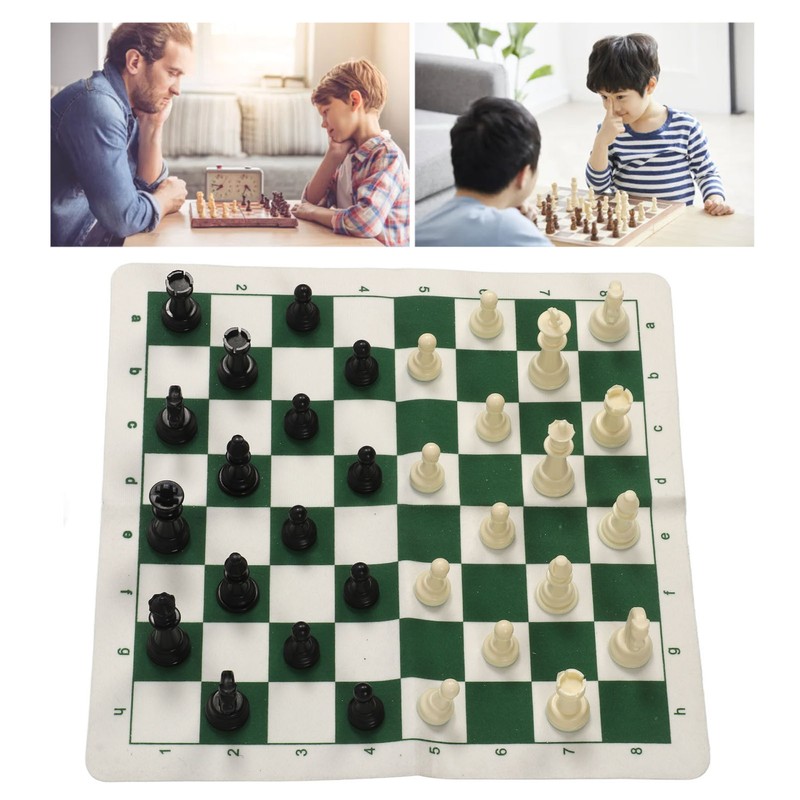 Chess Checkers Set PP Chess Pieces PU Imitation Leather Chess