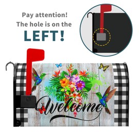 Spring Hummingbirds Mailbox Cover Magnetic Standard Size 18X21 Inch Spring Wreath Mailbox Covers Flowers Butterfly Mailbox Covers Magnetic Mailwraps Post Letter Box Cover Decor for Outside