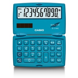 Casio SL-C100C-BU-N Colorful Calculator, Lake Blue, 10 Digit Folding Notebook Type