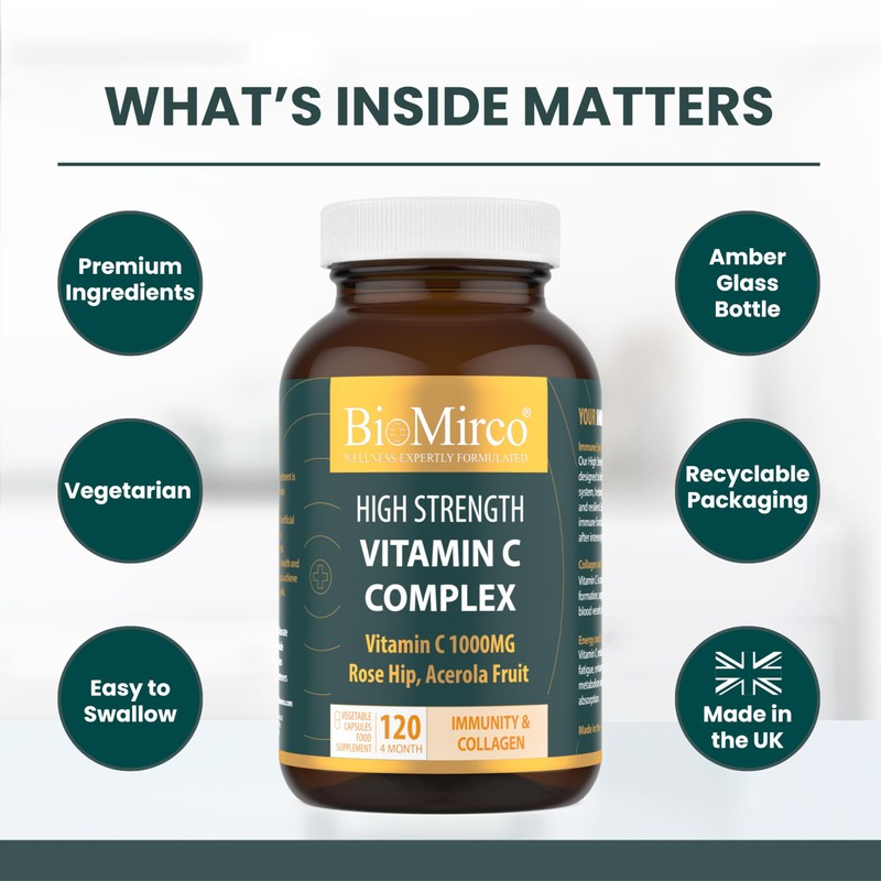 High Strength Vitamin C Complex 1000mg, 120 Premium Capsules, Healthy