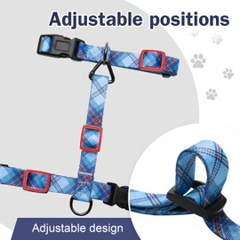 Hikiko Cat Harness and Leash Set Escape Proof Adjustable Walking Travel Soft Boy Kitten Harness for Small Medium Large Cats (Blue Plaid, M)