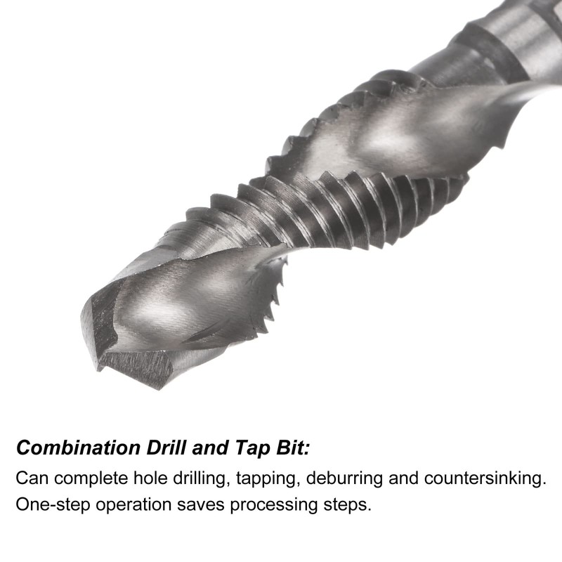 sourcing map 2 Pieces Combined Drill Tap TiAlN Coated Cobalt