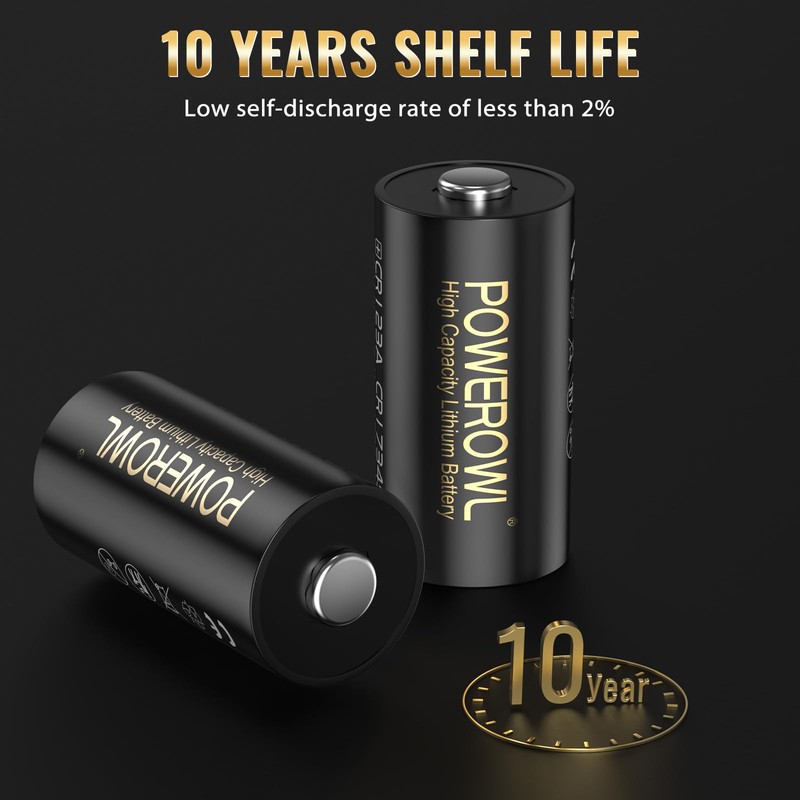 POWEROWL CR123A 3V Lithium Battery 6 Count, High Capacity 123