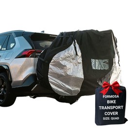 Formosa Covers Stronger Zipper Travel Bike Cover for Transport on Rack - Bicycle Protection for Rear Hitch Transport - Heavy Duty E-Bike Enclosure - Pick CORRECT Size (Single, Dual, Quad)