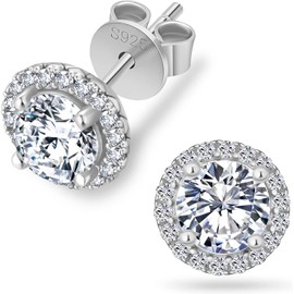 KRKC Moissanite Stud Earrings for Women, 0.5ct-2ct Lab Created Diamond Earring with 14K White Gold Plated S925 Sterling Silver Gift for Girlfriend, Wife