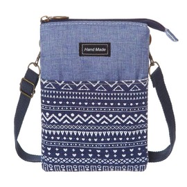 Roomy Cell Phone Purse Wallet Canvas Small Crossbody Purse Bags with Shoulder Strap For Women teen girlsl (B-blue)