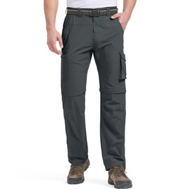Mens Hiking Pants Convertible Quick Dry Lightweight Zip Off Outdoor Fishing Travel Safari Pants (225 Iron Grey 34)