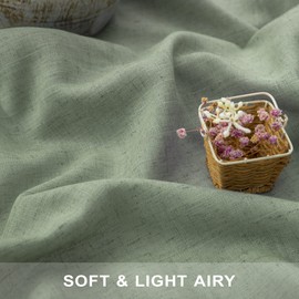 Light Sage Curtains 90 Inches Long for Living Room 2 Panels Back Tab Pocket Linen Drapes Light Filtering Semi Sheer Privacy Pale Sage Green Curtains for Bedroom Boys Boho Farmhouse Decor 52x90 Length