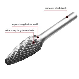 HAUTMEC Ball Nose Tree Tungsten Rotary File Carbide Burr Double Cut for Die Grinder Bit HT0157-MC