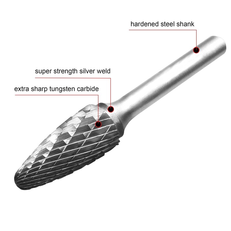 HAUTMEC Ball Nose Tree Tungsten Rotary File Carbide Burr Double
