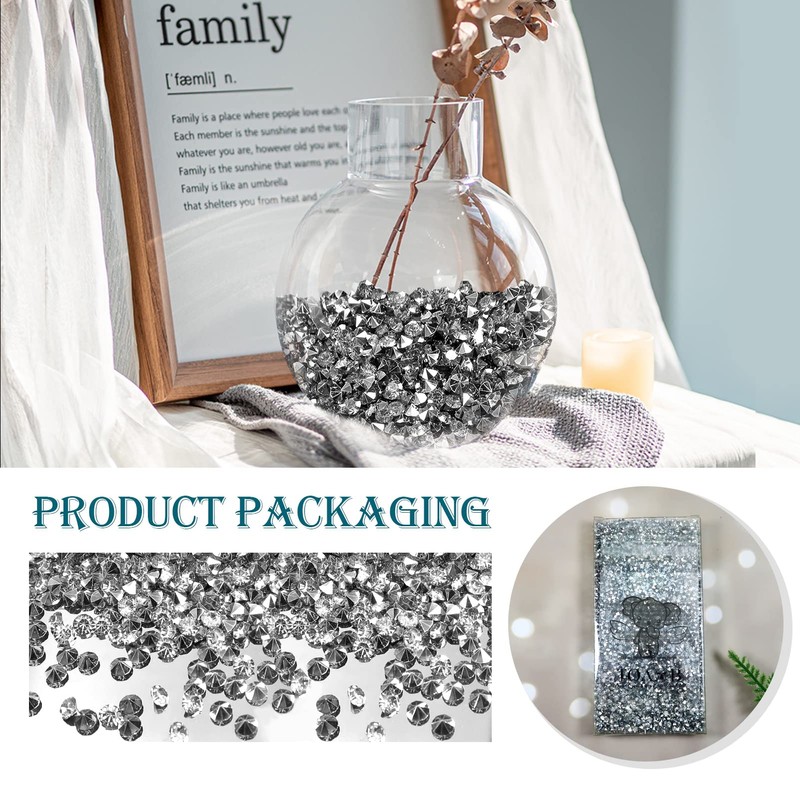 TOAOB 12000pcs Silver Tone Table Scatter Crystals Acrylic Diamonds Rhinestones