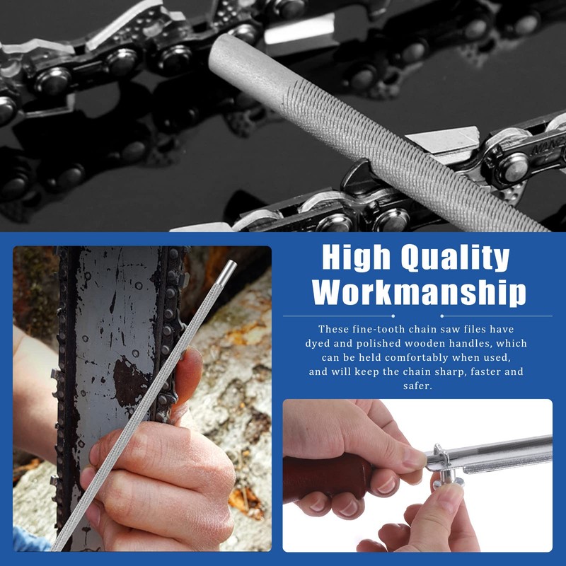 Glarks 7Pcs Chainsaw Sharpener File Assortment Kit with 5/32, 3/16,