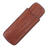 Cigar Case Holder Elegant Vintage Style Woven Pattern Leather Portable