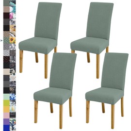 Dining Chair Cover,Dining Room Chair Covers Set of 4,Jacquard Stretch Kitchen Chair Cover,Detachable Washable Dining Chair Cover,Parsons Chair Slipcovers Protective,for Home,Restaurant,Banquet(Cyan)