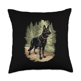 Black German Shepherd Laying Dog Realistic Art Throw Pillow