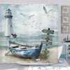 Uokiuki Nautical Coastal Shower Curtain, Ocean Beach Lighthouse Shower Curtain