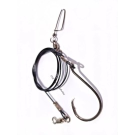 Fish N Rigs 3' Shark Fishing Leader Rig w/ Swivel ~ Mustad 16/0 Circle Hook 480lb Cable  - 3 Feet